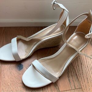 Gianvito Rossi Portofino 85 Leather Espadrille Wedge Sandals in White